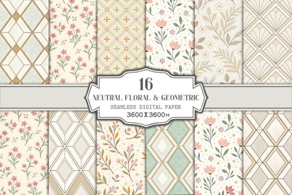 Download Neutral Floral &amp; Geometric Seamless - Premium Resources