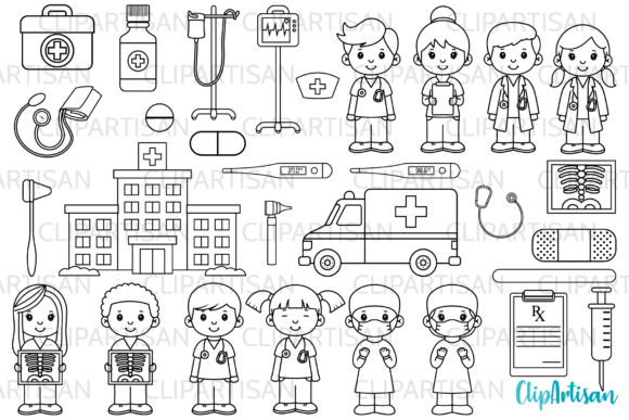 Download Doctor and Nurse Clipart, Digital Stamps - Doctor Collection