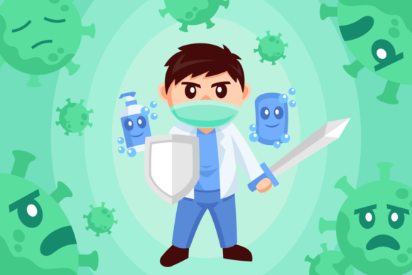 Download Doctor Against Virus Flat Design Style - Doctor Collection
