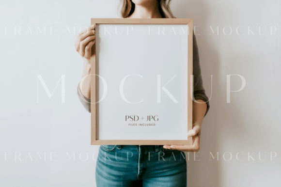 Download Modern Woman Holding 11x14 Frame Mockup - Modern Collection